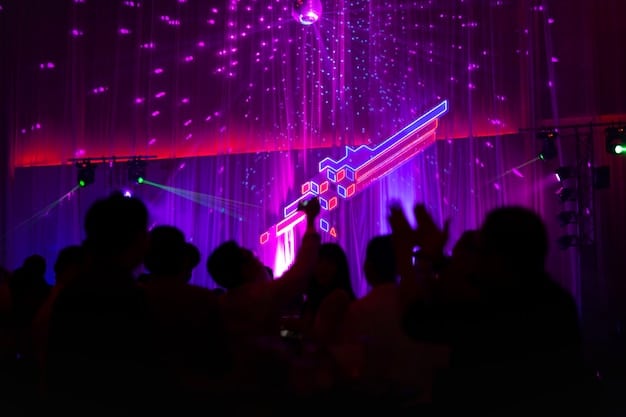 A vibrant, dynamic concert scene with a rising K-Pop group performing on stage in front of a large, enthusiastic US audience. The stage is brightly lit, and the members are in coordinated, stylish outfits, showcasing the excitement and energy of a live K-Pop show in America.
