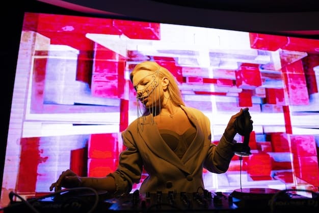 A screenshot of a J-Pop artist performing in a visually stunning virtual concert. The artist is interacting with virtual avatars of fans, and the stage is filled with dynamic visual effects and lighting. Focus on the immersive and interactive aspects of the virtual performance.