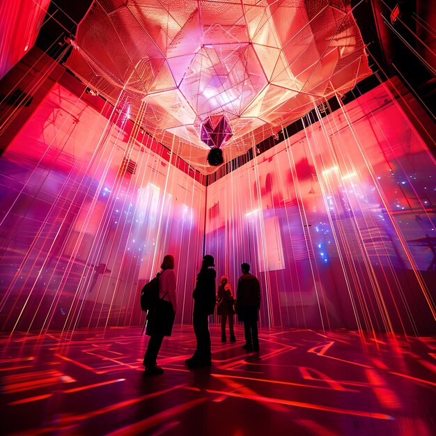 A futuristic rendering of a concert venue, possibly with holographic elements, and a diverse crowd enjoying a K-Pop performance under bright, dynamic lights, symbolizing advanced concert experiences.
