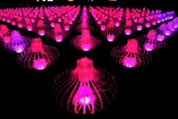 Conceptual design of a futuristic J-Pop music festival stage bathed in neon lights, with a diverse crowd cheering, symbolizing the global reach of J-Pop artists.