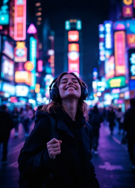 A K-Pop idol on stage, confidently hitting a high note, with lights reflecting off their vibrant costume and a cheering crowd in the blurred background, embodying vocal prowess.